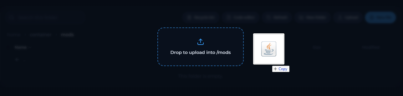 Dragging the jar into the file manager